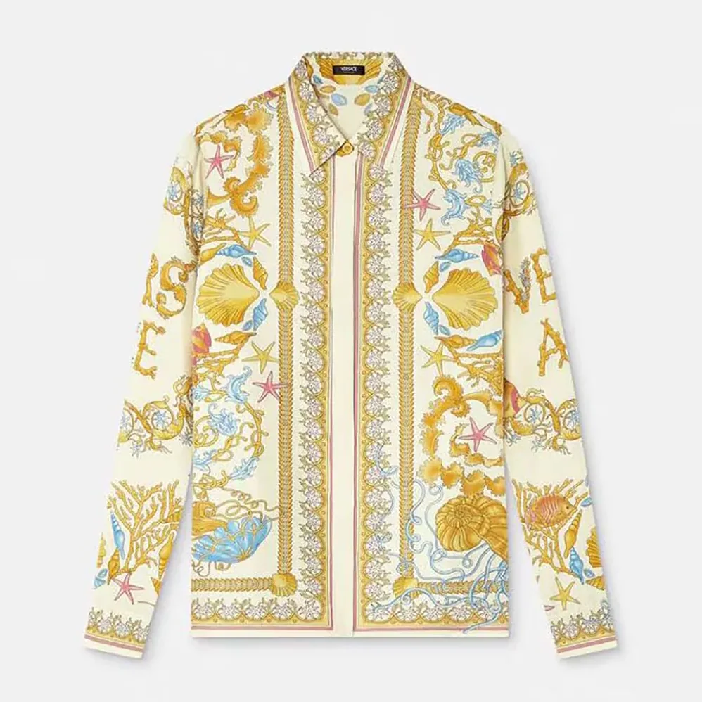 Versace Underwater Barocco Silk Shirt for Women