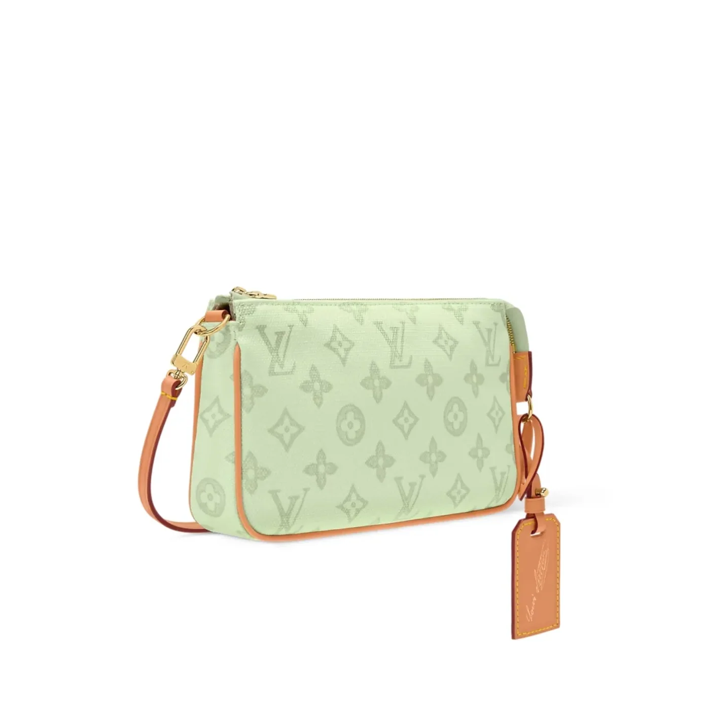 Louis Vuitton Pochette Accessoires Pouch Shoulder Bag / Green Asnieres Monogram Origine Gold Hardware