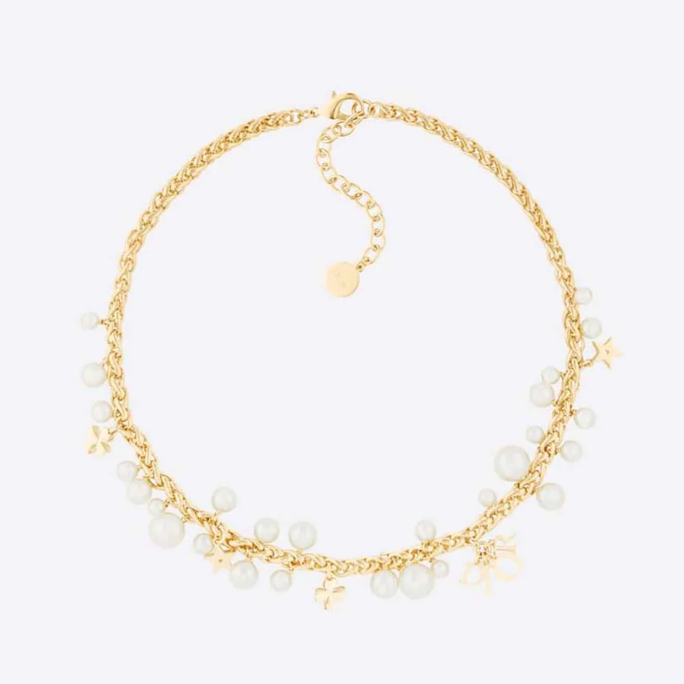 Dior Dio(r)evolution Necklace Gold-Finish Metal and White Resin Pearls for Women Dior Dio(r)evolution Necklace Gold-Finish Metal and White Resin Pearls for Women