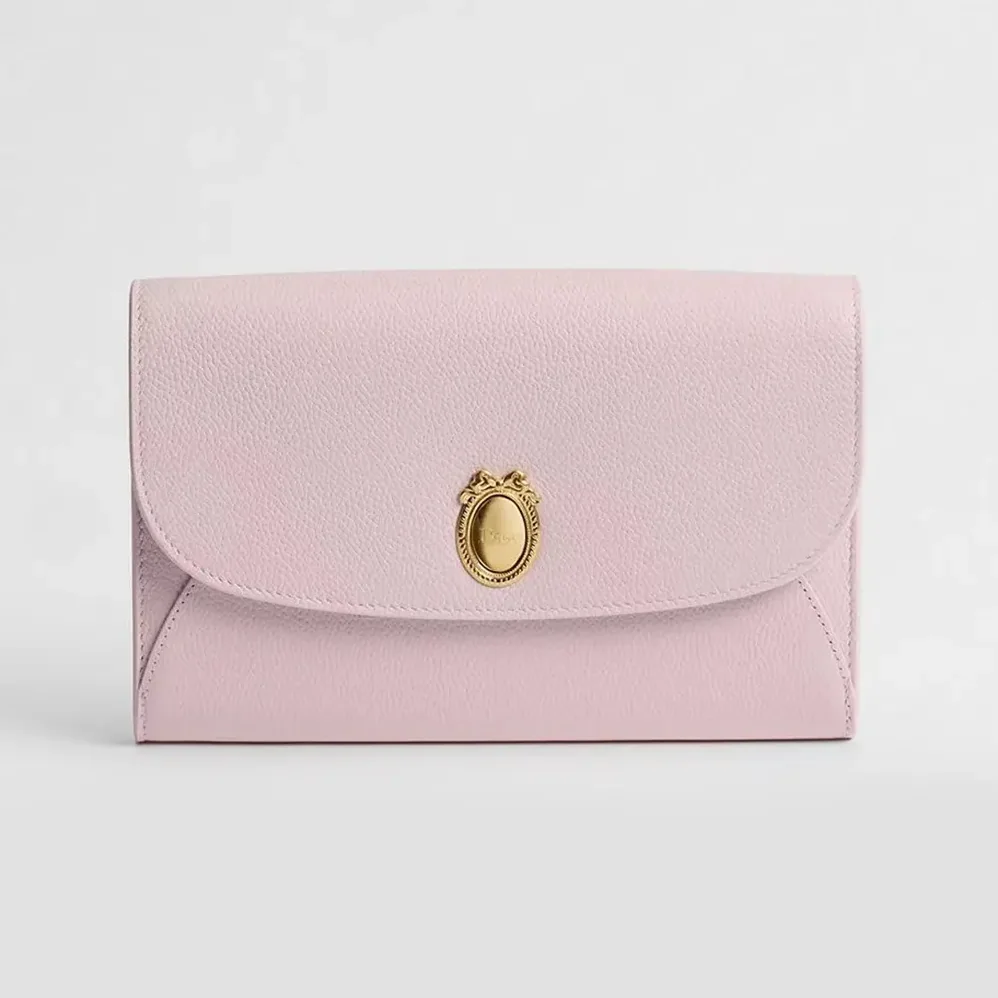Dior Médaillon Envelope Pouch with Strap Rose Tendre and Gris Pietro Grained Calfskin for Women Dior Médaillon Envelope Pouch with Strap Rose Tendre and Gris Pietro Grained Calfskin for Women
