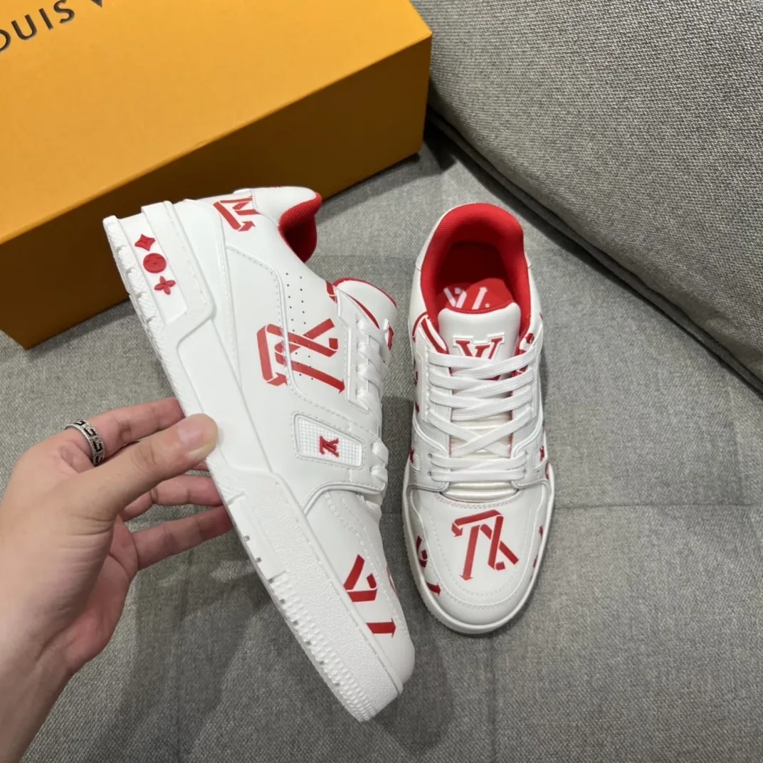 Louis Vuitton LV Trainer Sneaker Red LV 1AAGYR Louis Vuitton LV Trainer Sneaker Red LV 1AAGYR