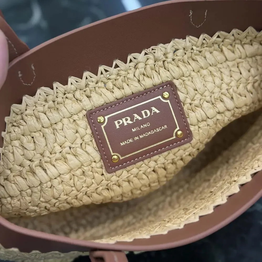 Prada Mini Crochet and Leather Tote Bag for Women Prada Mini Crochet and Leather Tote Bag for Women