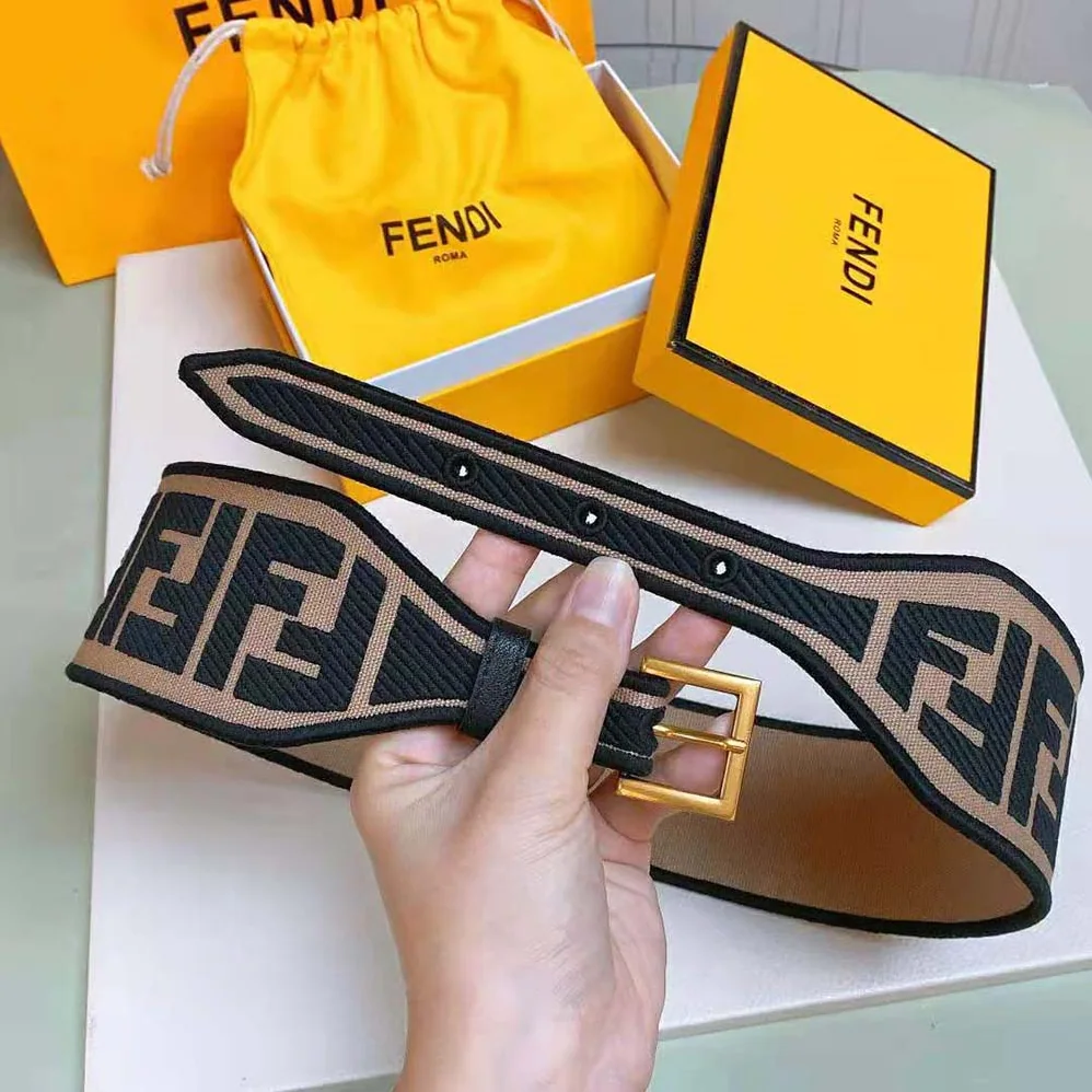 Fendi Canvas High Waist Belt 6 cm for Women in Brown Fendi Canvas High Waist Belt 6 cm for Women in Brown