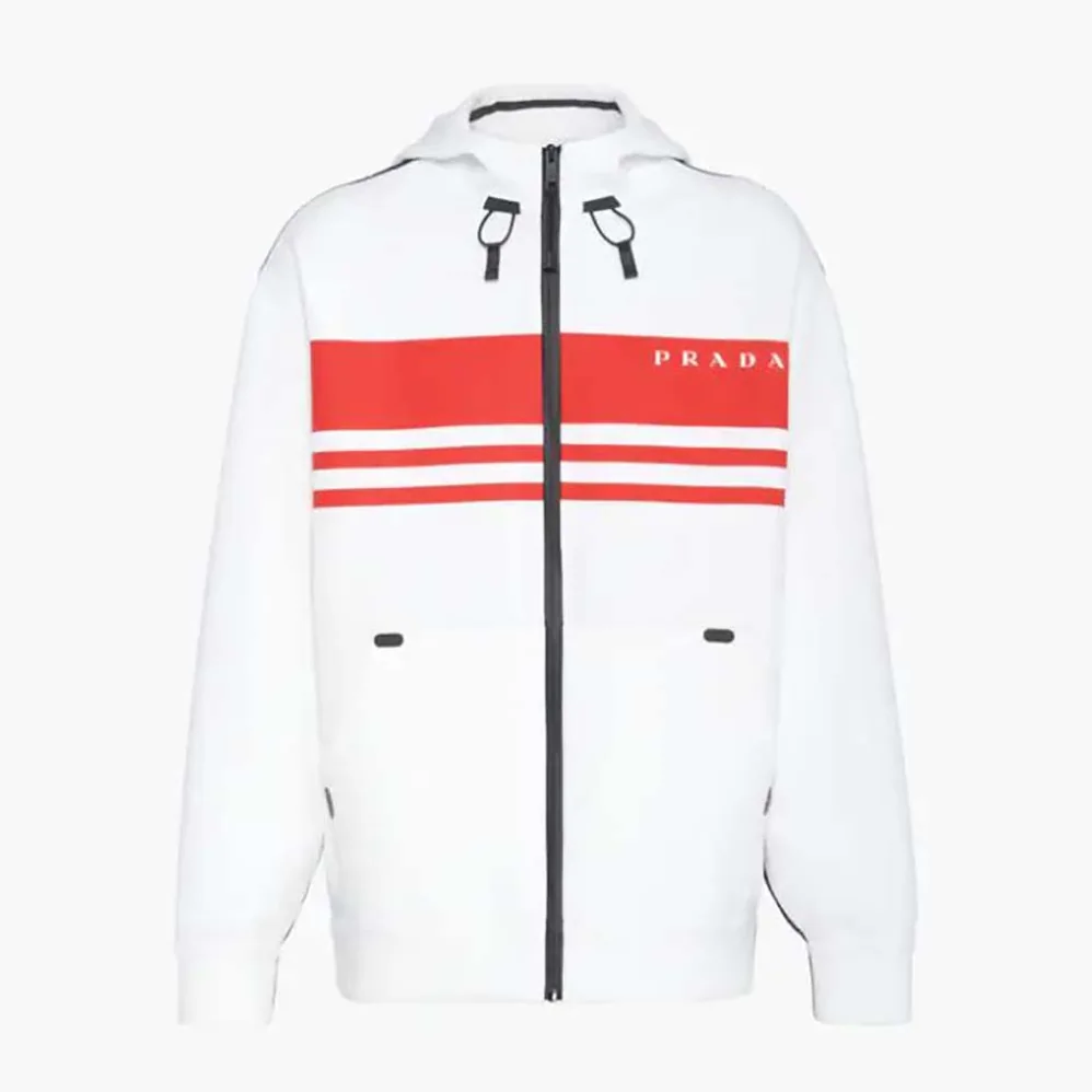 Prada Printed Technical Fabric Jacket for Men in White