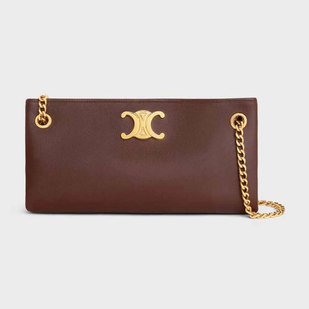 Celine Medium Newspaper Bag in Supple Calfskin for Women in Maroon