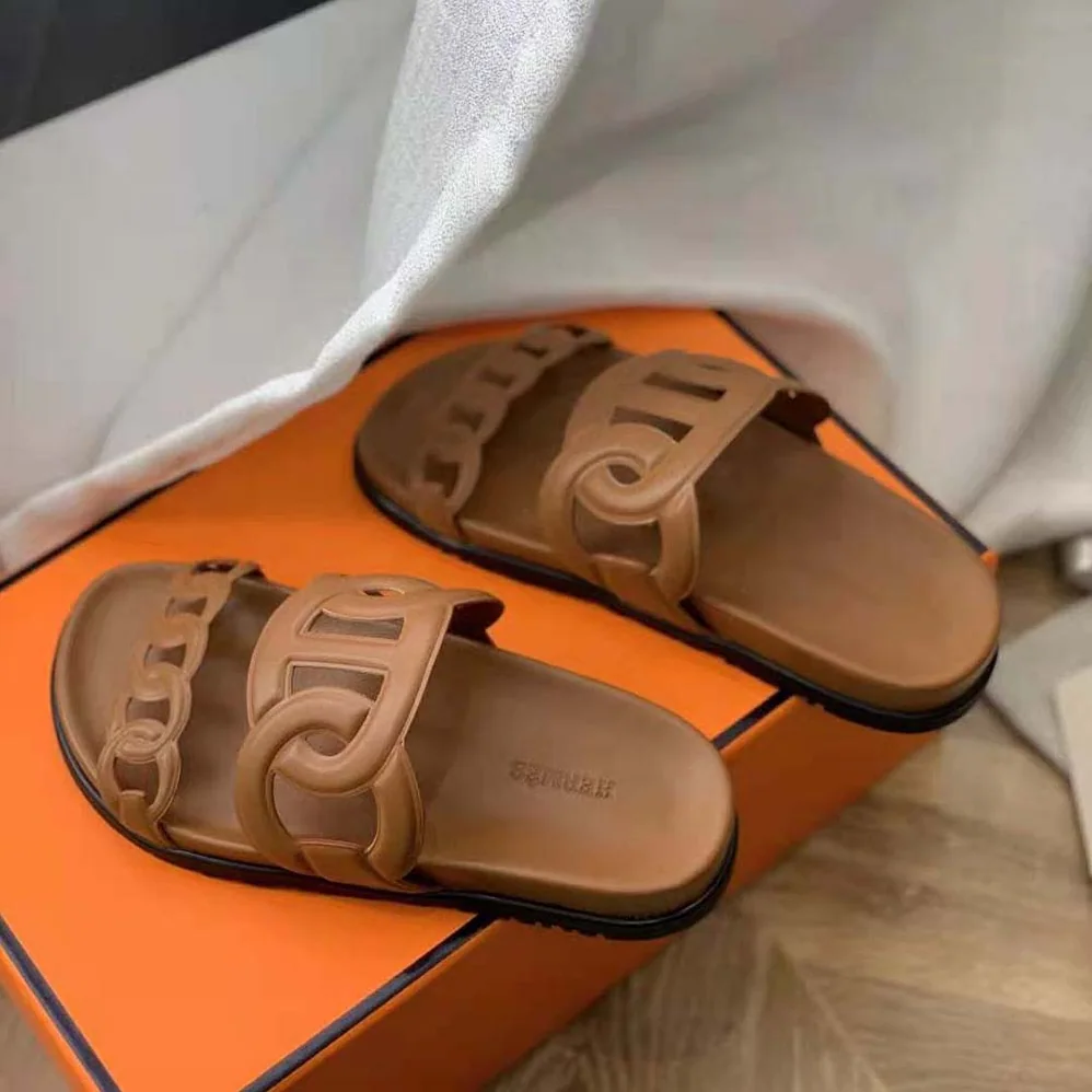 Hermes Extra Sandal in Nappa Leather for Women in Brown