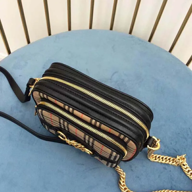 Burberry The 1983 Check Link Camera Bag for Women in Black Burberry The 1983 Check Link Camera Bag for Women in Black