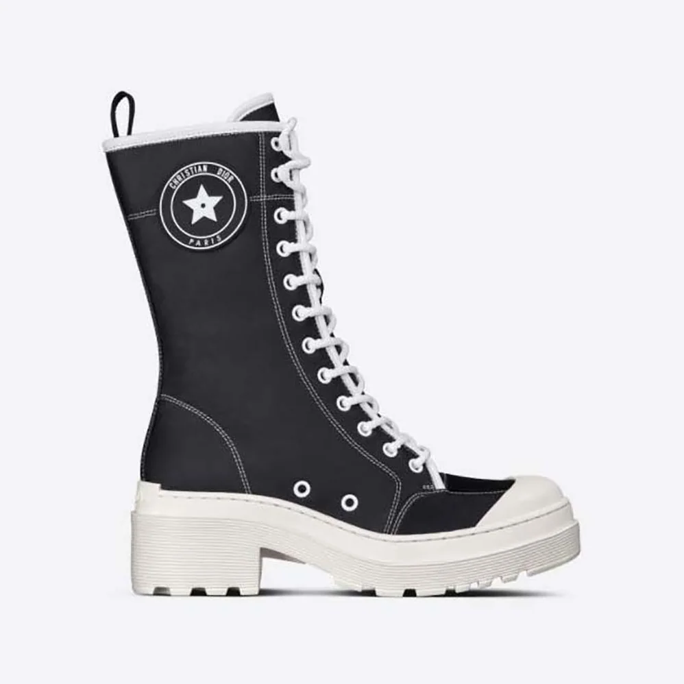 Dior D-Rise Boot Black Technical Fabric and Calfskin for Women
