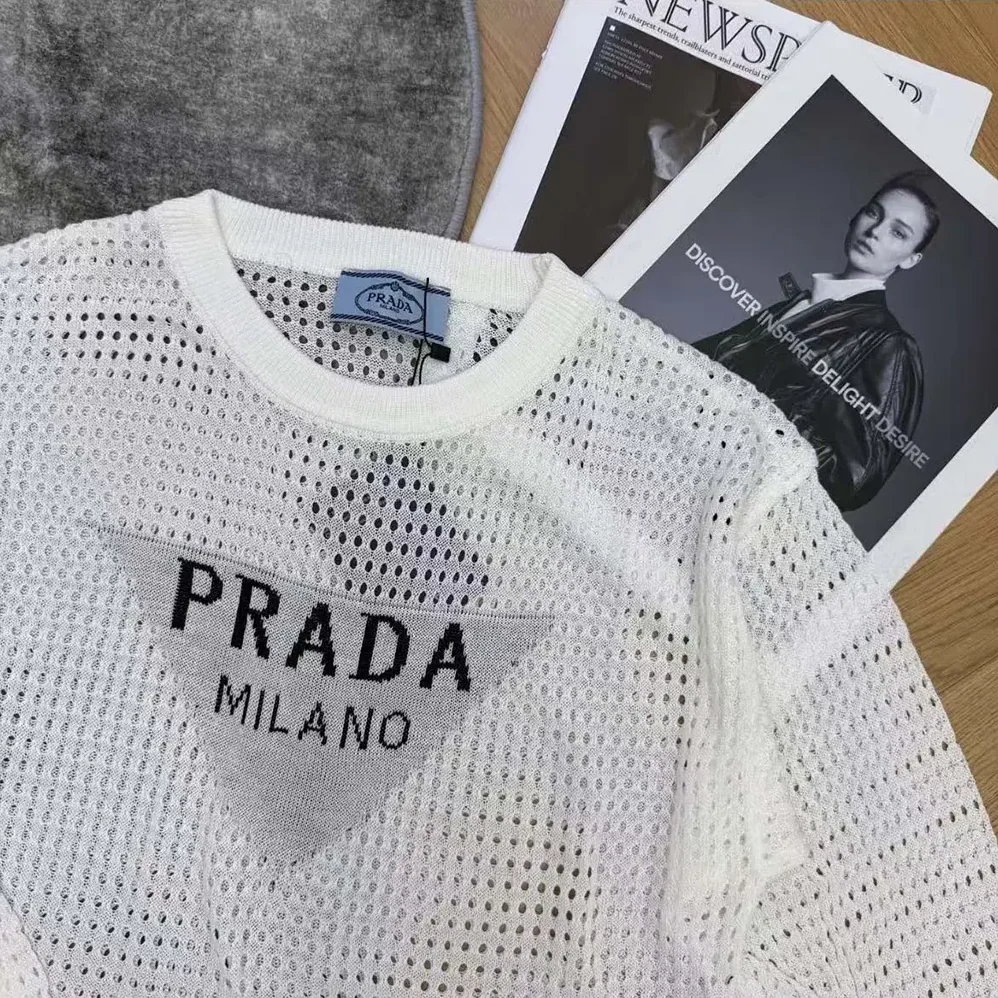 Prada Milano Open-knit Top for Women in White Prada Milano Open-knit Top for Women in White