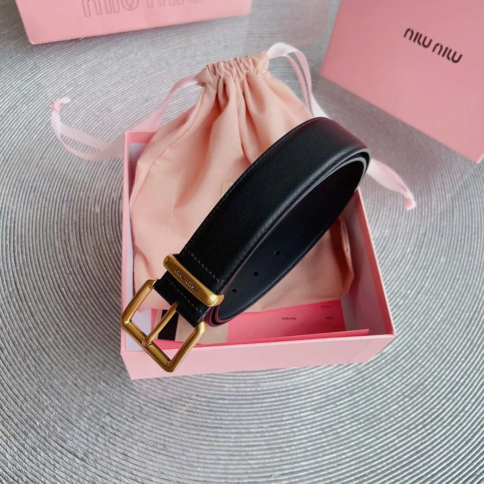 Miu Miu Leather Belt with Laser for Women in engraved Logo