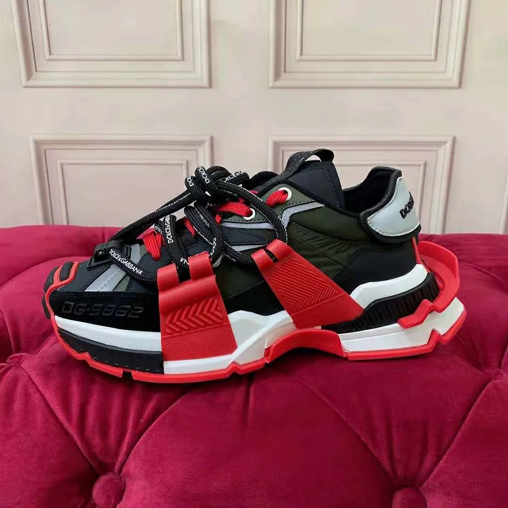 Dolce Gabbana D&G Mixed-Material Space Sneakers for Men in Maroon