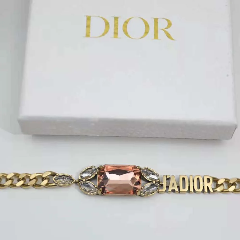 Dior J'Adior Bracelet Antique Gold-Finish Metal and Multicolor Crystals for Women Dior J'Adior Bracelet Antique Gold-Finish Metal and Multicolor Crystals for Women