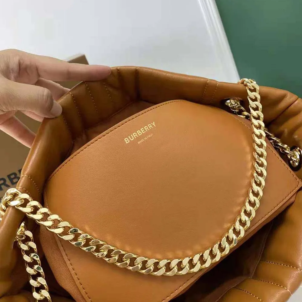 Burberry Medium Quilted Lambskin Lola Bucket Bag for Women in Brown Burberry Medium Quilted Lambskin Lola Bucket Bag for Women in Brown