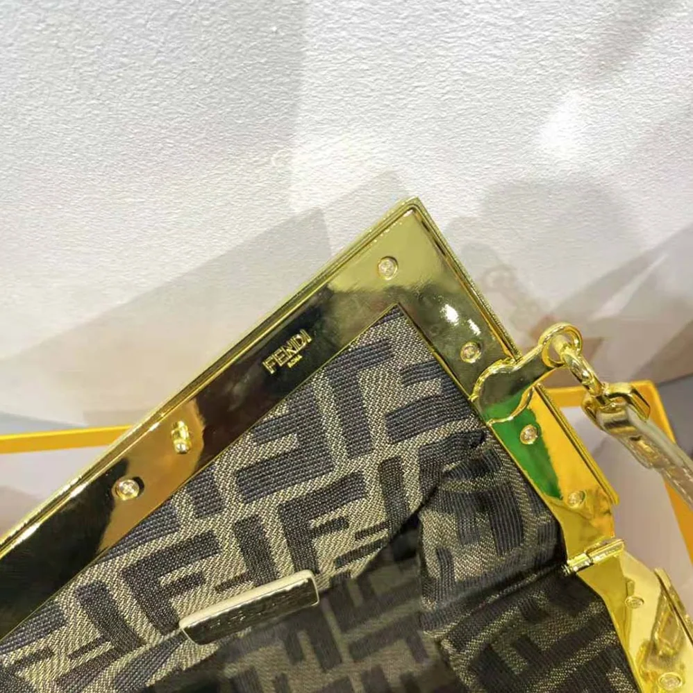 Fendi First Small Gold Laminated Leather Bag for Women Fendi First Small Gold Laminated Leather Bag for Women
