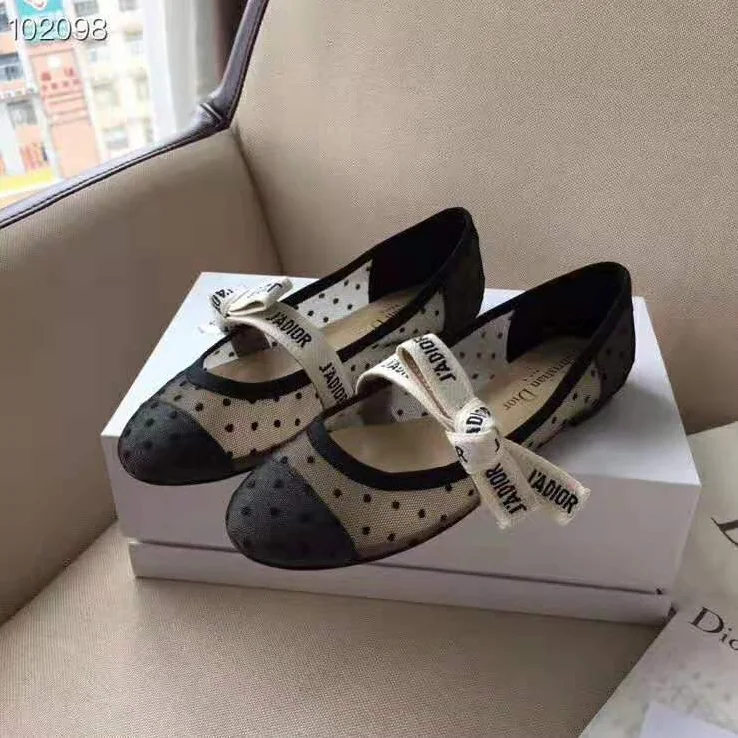 Dior Miss J'Adior Dotted Swiss Tulle Ballet Pump for Women in Black Dior Miss J'Adior Dotted Swiss Tulle Ballet Pump for Women in Black
