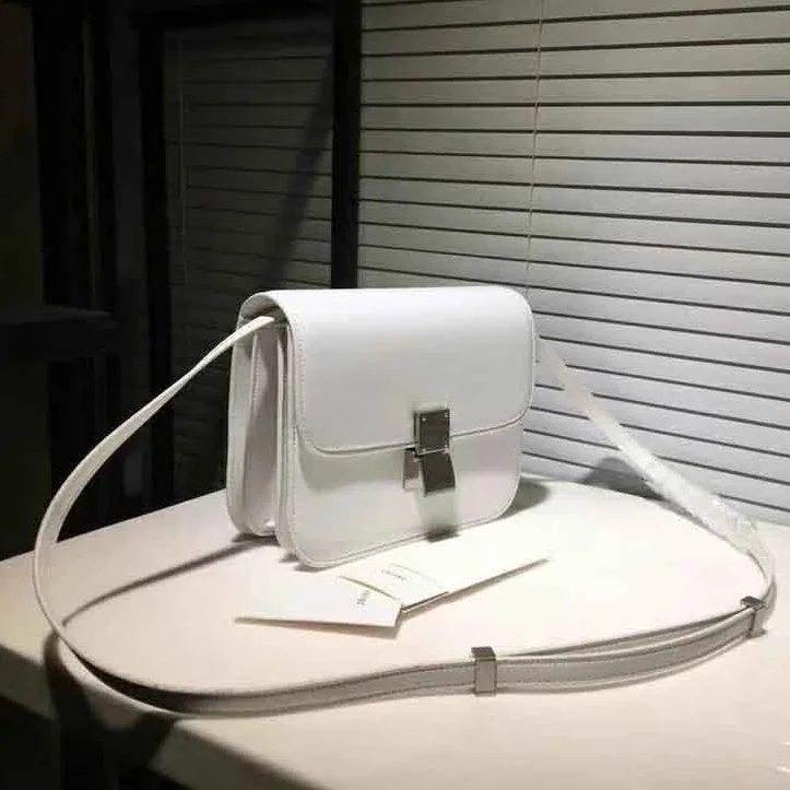 Celine Medium Classic Bag in Box Calfskin Leather in White