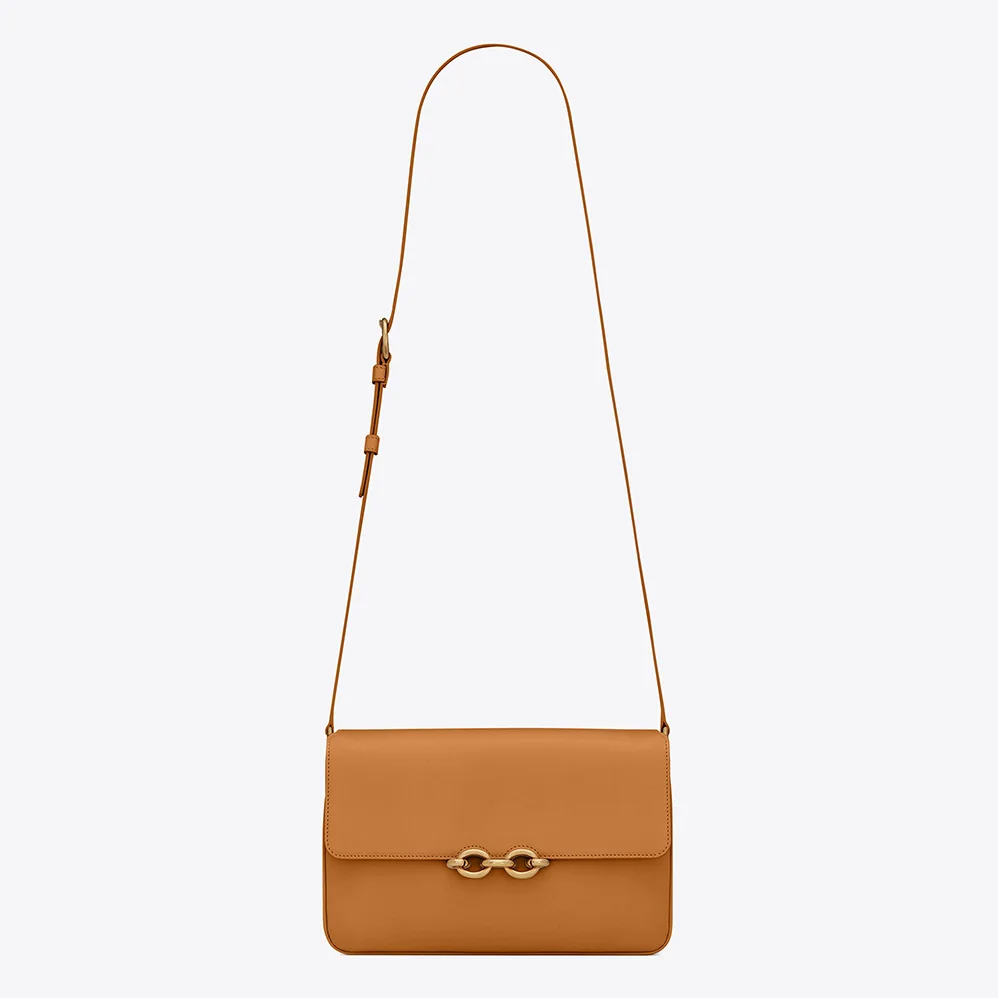Saint Laurent YSL Le Maillon Satchel in Smooth Leather for Women in Brown Saint Laurent YSL Le Maillon Satchel in Smooth Leather for Women in Brown