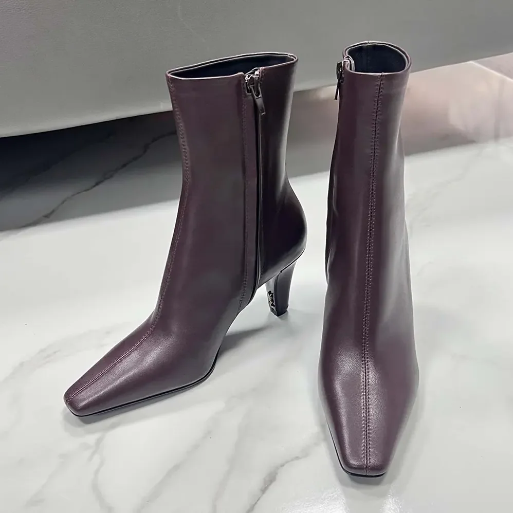 Saint Laurent YSL Jill Booties In Smooth Leather Bordeaux for Women Saint Laurent YSL Jill Booties In Smooth Leather Bordeaux for Women
