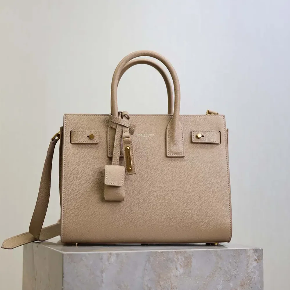 Saint Laurent YSL Baby Sac De Jour In Supple Grained Leather for Women in Beige
