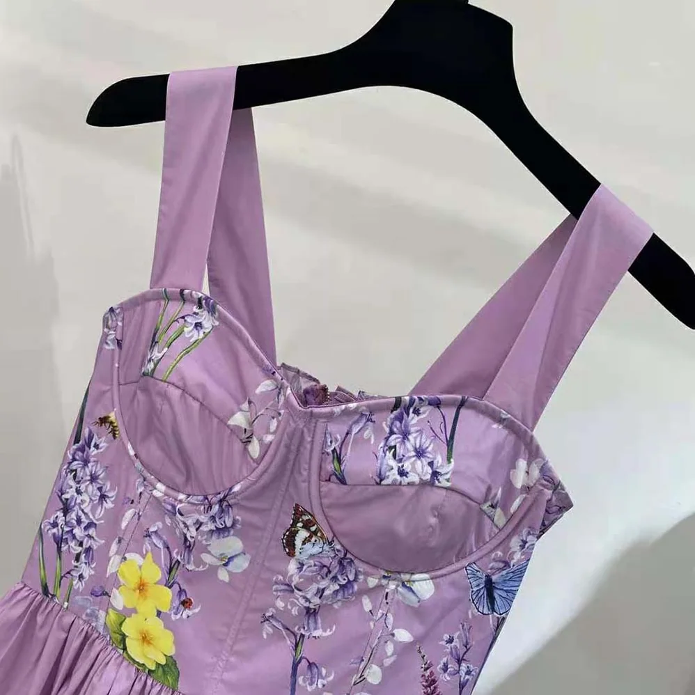 Dolce Gabbana D&G Calf-Length Bustier Dress in Rabbit for Women in Print Poplin Dolce Gabbana D&G Calf-Length Bustier Dress in Rabbit for Women in Print Poplin