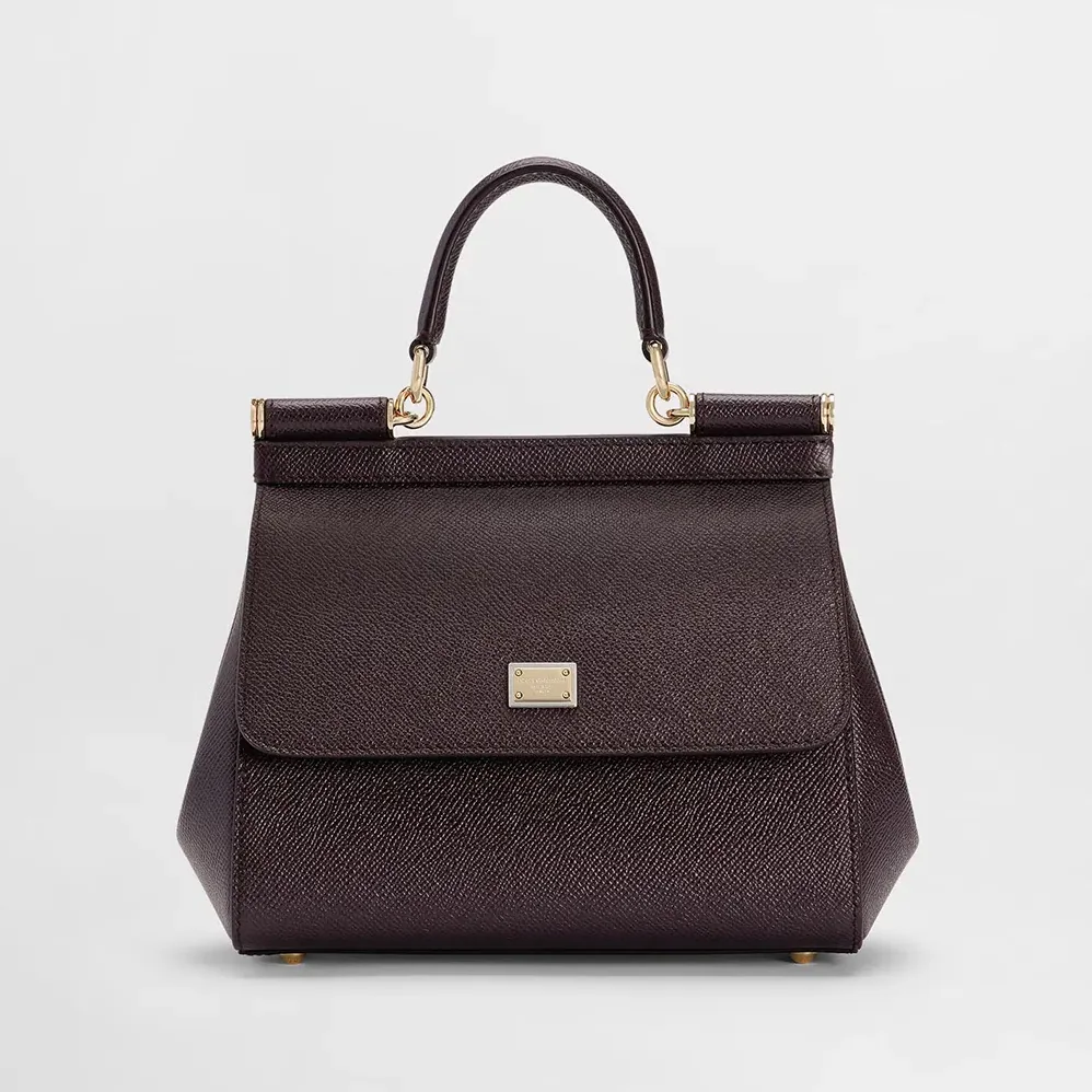 Dolce Gabbana D&G Small Sicily Handbag in Dauphine Calfskin for Women in Burgundy Dolce Gabbana D&G Small Sicily Handbag in Dauphine Calfskin for Women in Burgundy