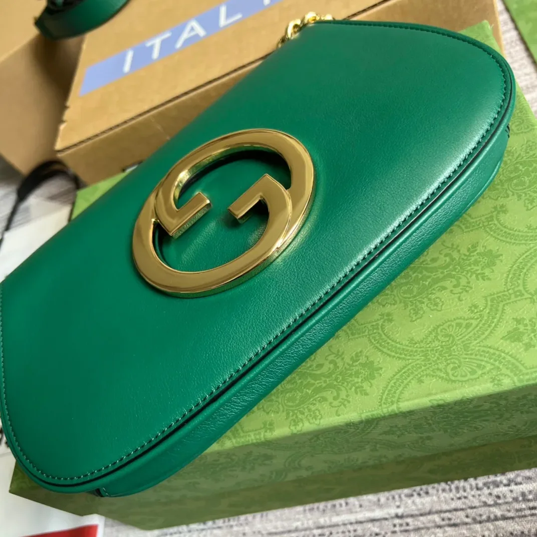 Gucci Blondie Medium Shoulder Bag in Green Gold Hardware