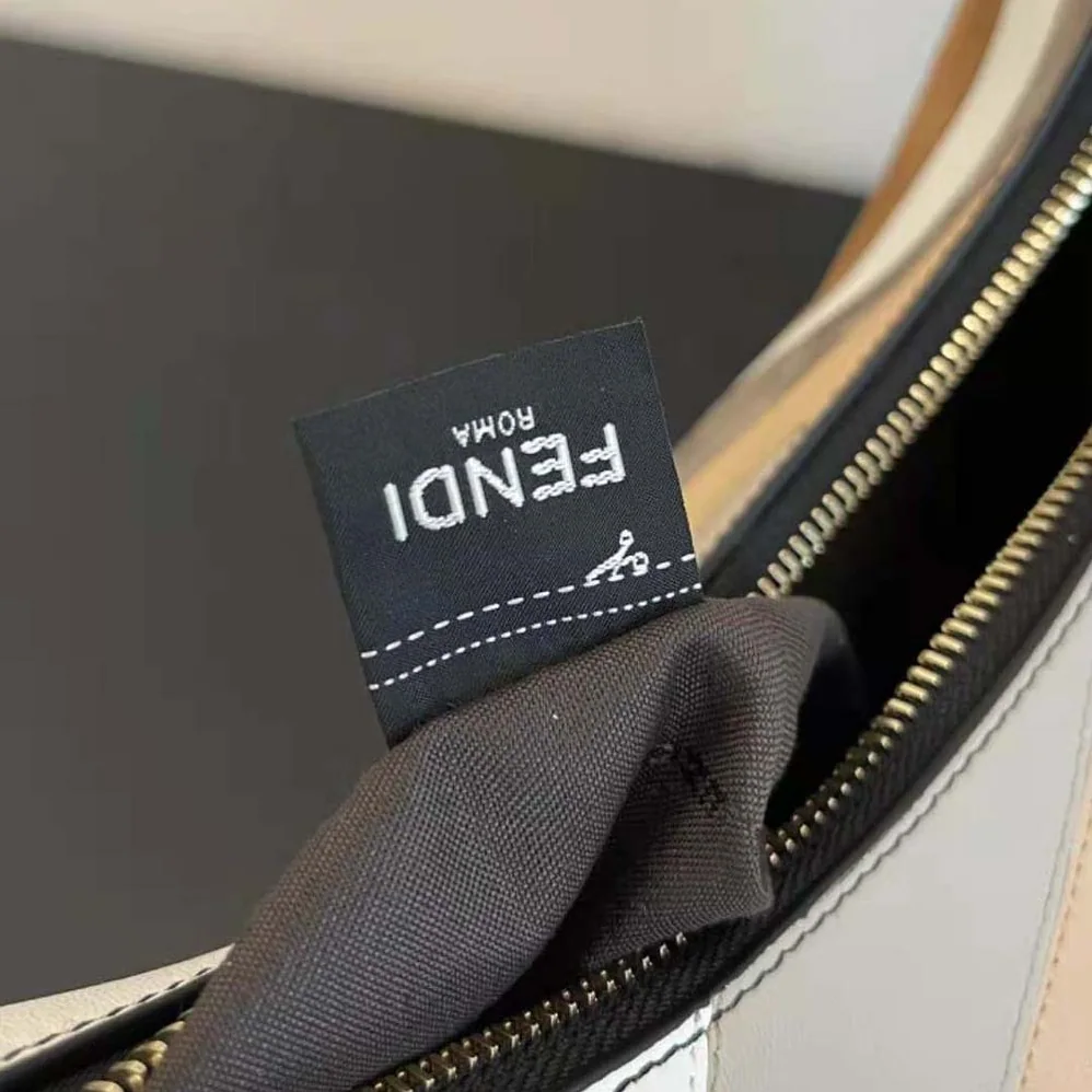 Fendi Fendigraphy Small Leather Bag with Beige and Brown Inlay for Women Fendi Fendigraphy Small Leather Bag with Beige and Brown Inlay for Women