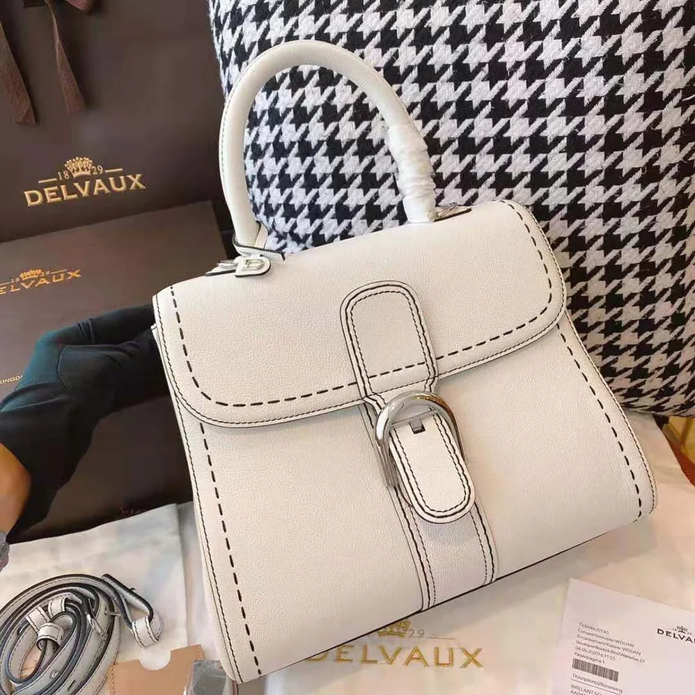 Delvaux Brillant MM Surpique in Rodeo Calf for Women in White Delvaux Brillant MM Surpique in Rodeo Calf for Women in White