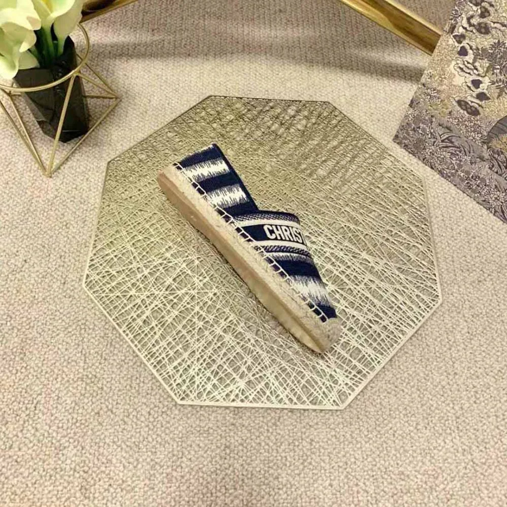 Dior Granville Eespadrille Deep Blue D for Women in Stripes Embroidered Cotton Dior Granville Eespadrille Deep Blue D for Women in Stripes Embroidered Cotton