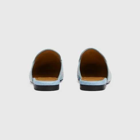 Gucci Princetown With Pearls Slippers Blue Denim Light Gold Hardware ? FAFTM 4963 Gucci Princetown With Pearls Slippers Blue Denim Light Gold Hardware ? FAFTM 4963
