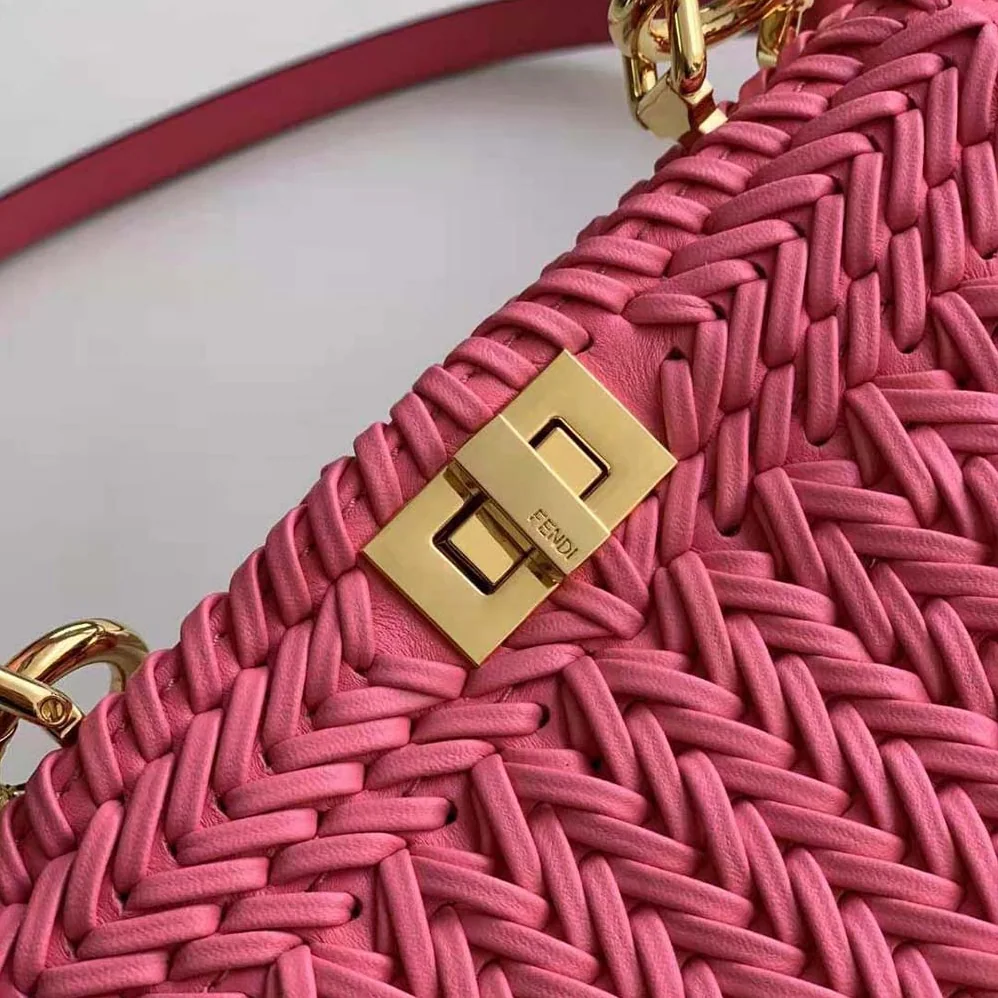 Fendi Peekaboo ISeeU Petite Pink Padded Calfskin Leather Bag for Women