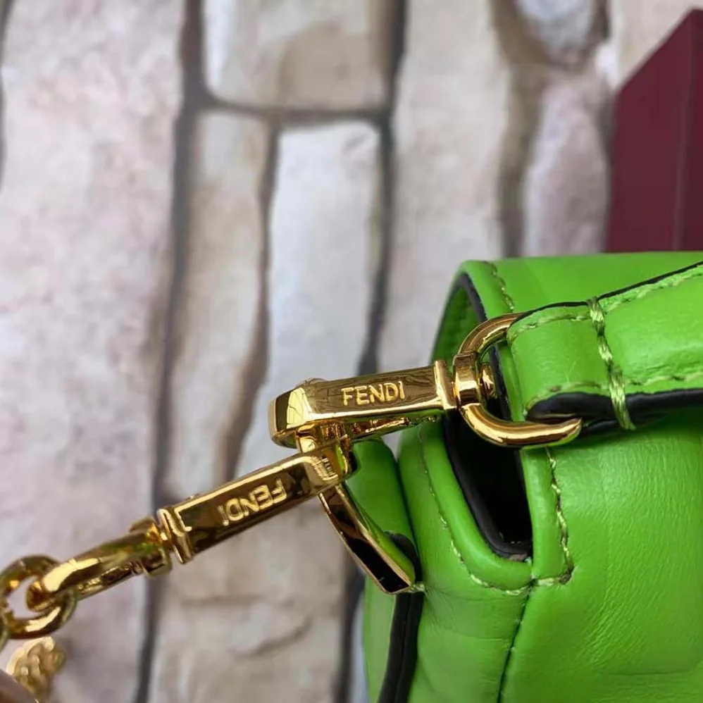 Fendi Baguette Soft Nappa Leather Bag for Women in Green