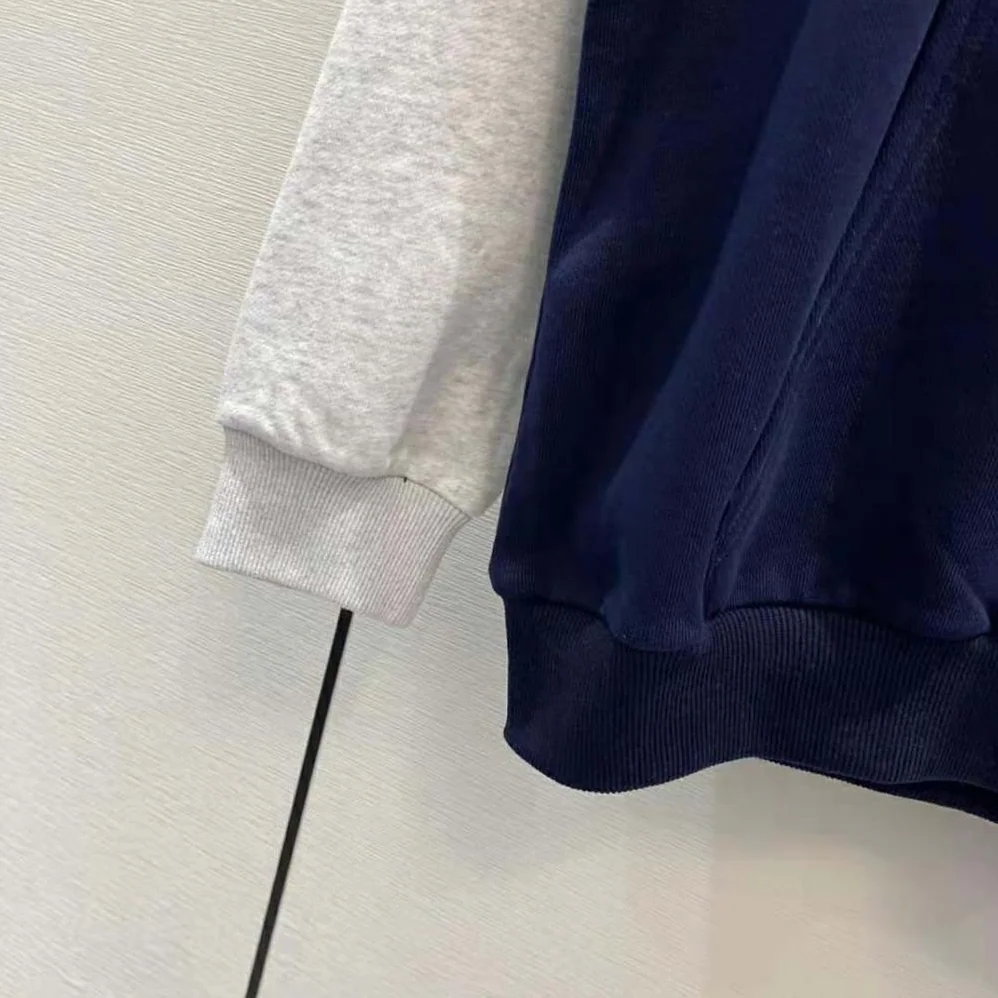 Celine Two-Tone Hoodie in Cotton Fleece for Women in Navy