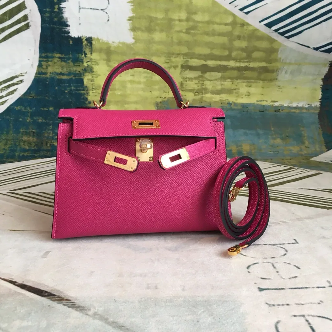 Hermes Mini Kelly Pink Gold Toned Hardware /