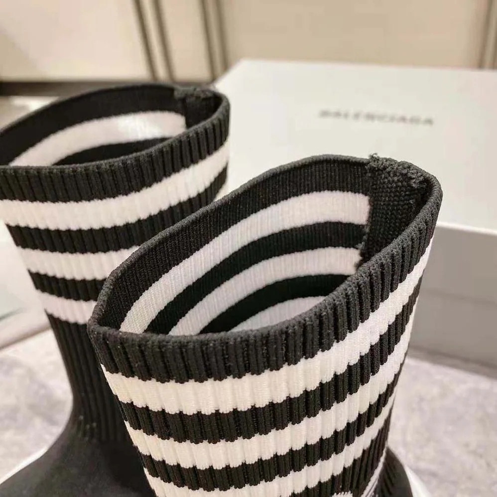 Balenciaga Adidas Speed Sneaker in Black Knit and White Sole Unit is Done in Collaboration with Adidas for Unisex