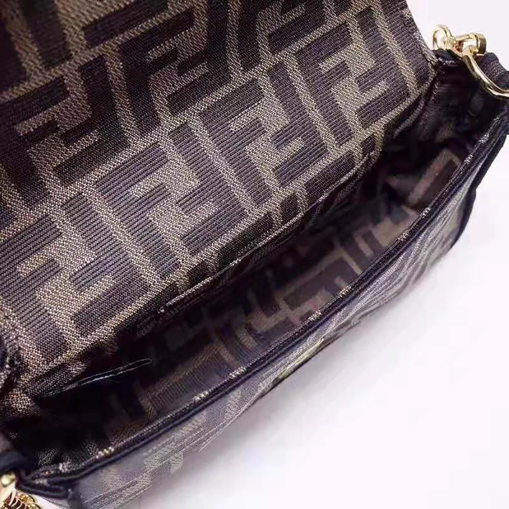 Fendi Mini Baguette Brown Fabric Bag for Women Fendi Mini Baguette Brown Fabric Bag for Women