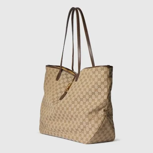 Gucci Jackie Large Tote Bag / Sand/ Dark Brown Gold Hardware