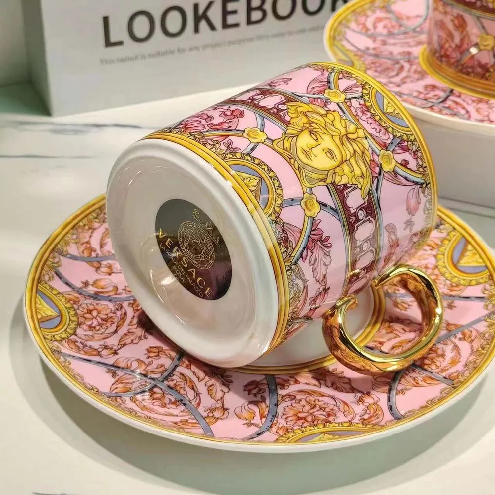 Versace Scala Del Palazzo Coffee Set Includes A Coffee Cup with Handle and A Matching Saucer for Unisex Versace Scala Del Palazzo Coffee Set Includes A Coffee Cup with Handle and A Matching Saucer for Unisex