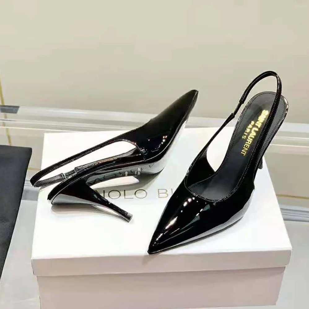 Saint Laurent YSL Viper Slingback Pumps in Patent Leather for Women