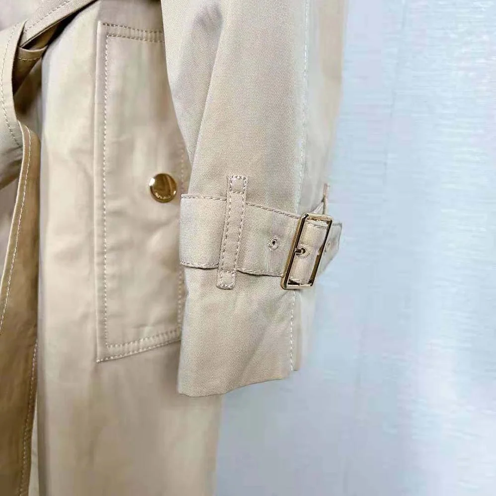 Burberry Long Check Collar Trench Coat for Women in Beige