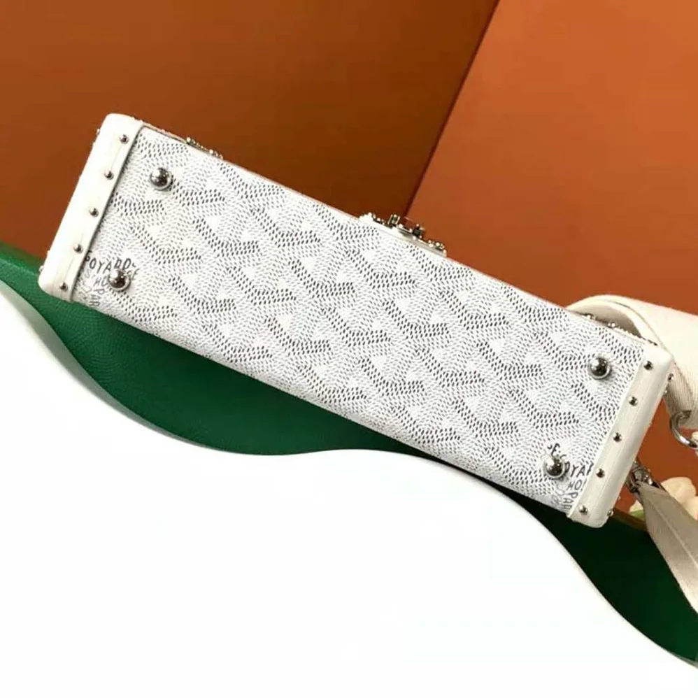 Goyard Cassette Trunk Bag in Goyardine Canvas & Clamecy Cowhide for Women in White Goyard Cassette Trunk Bag in Goyardine Canvas & Clamecy Cowhide for Women in White