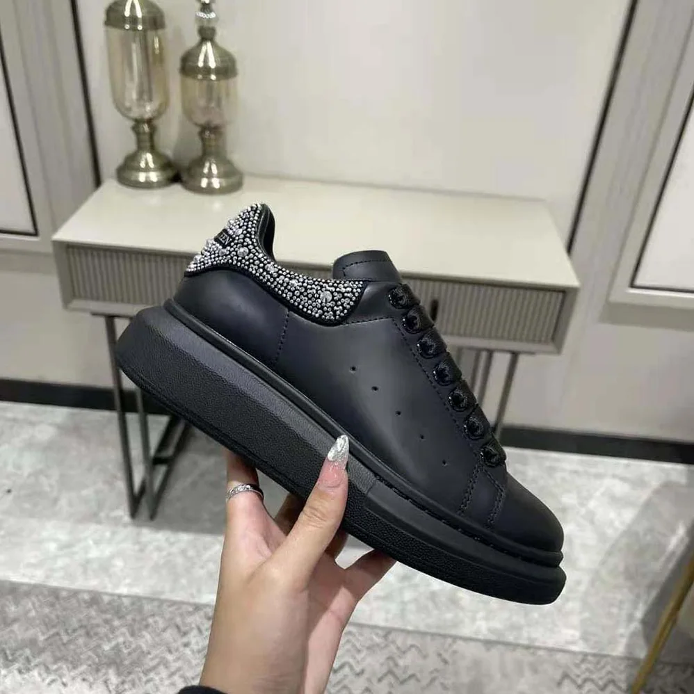Alexander Mcqueen Oversized Sneaker Black Smooth Calf Leather for Women