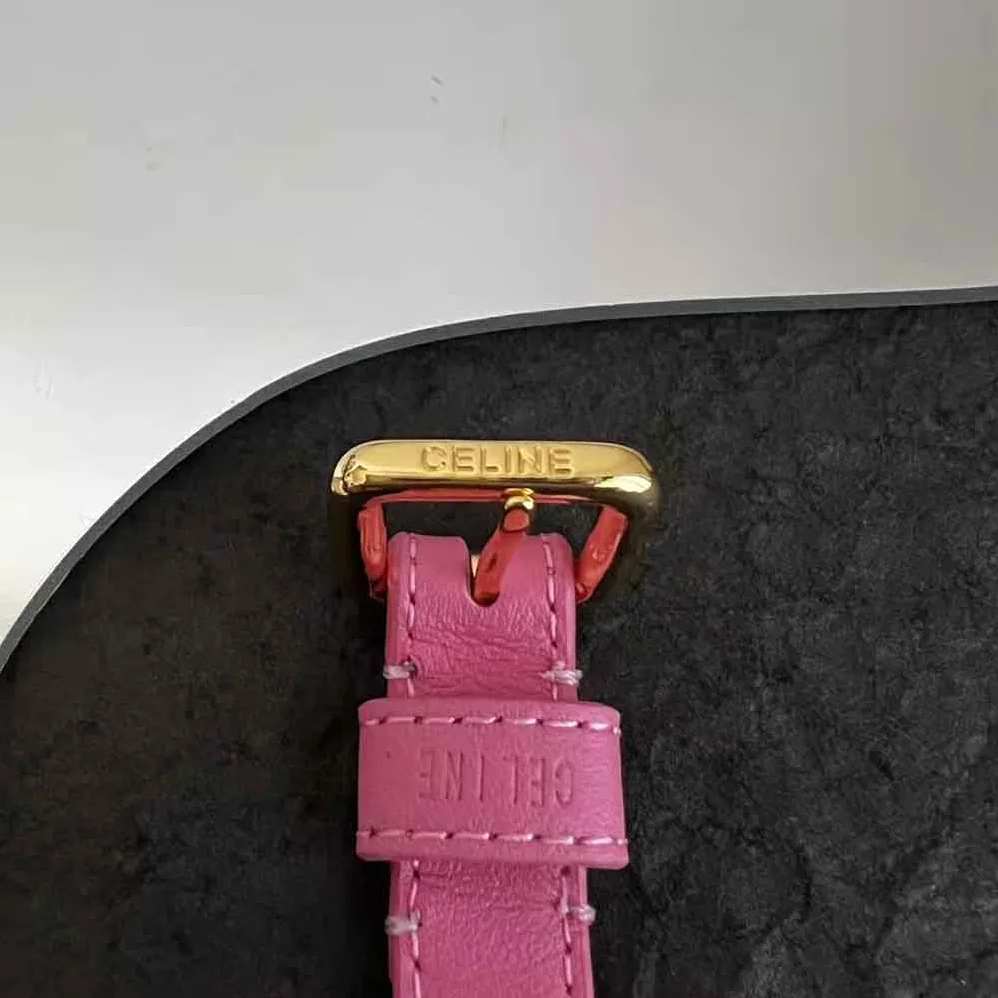 Celine Triomphe Multi Leather Bracelet in Brass with Gold Finish and Smooth Calfskin for Women in Pink