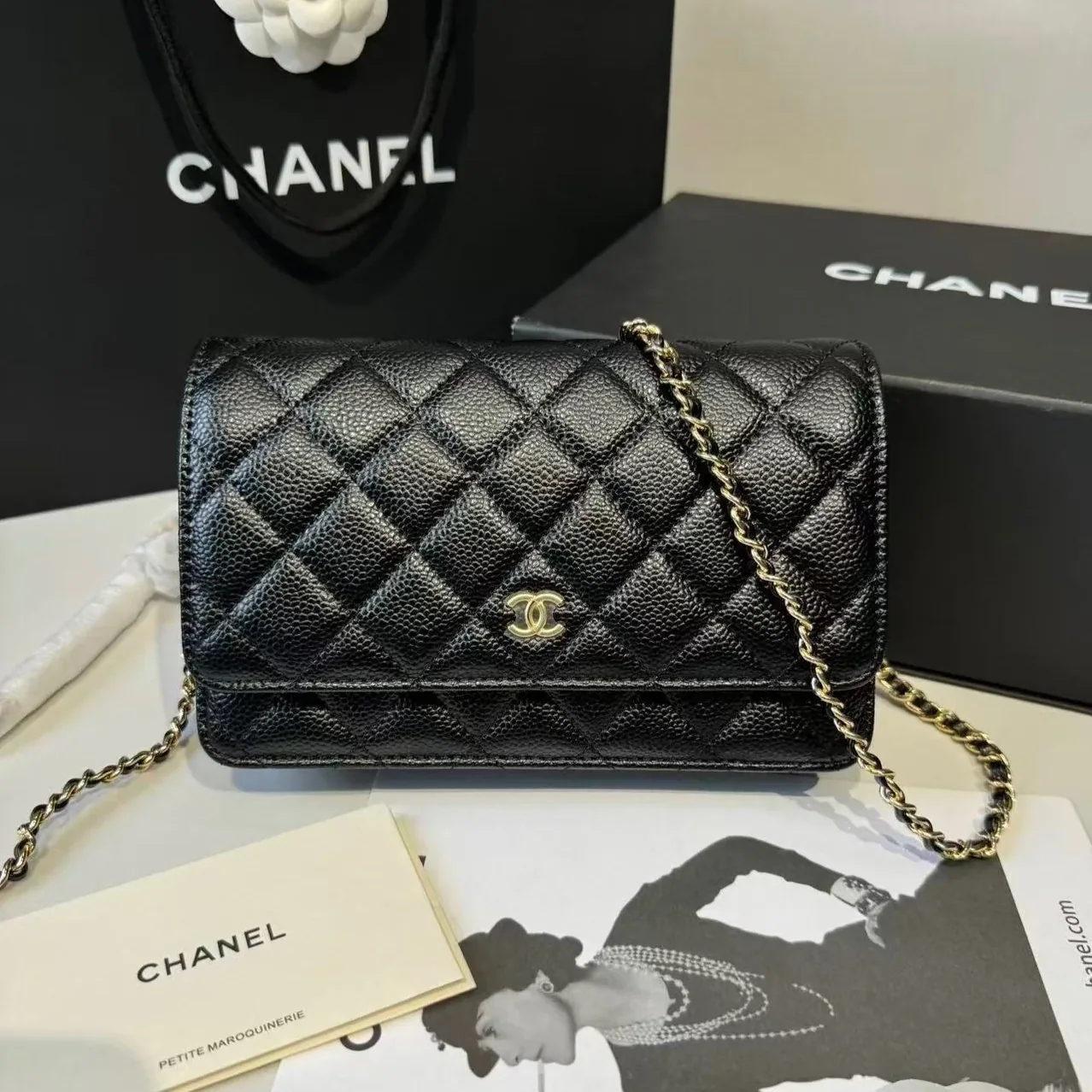 Chanel CO-CO Classic Wallet On Chain in Gold Toned Hardware Black Chanel CO-CO Classic Wallet On Chain in Gold Toned Hardware Black