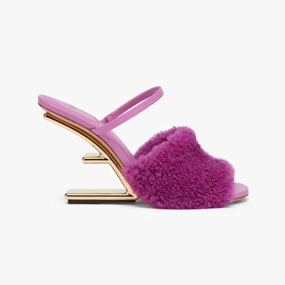 Fendi First Purple Sheepskin High for Women in Heeled Sandals