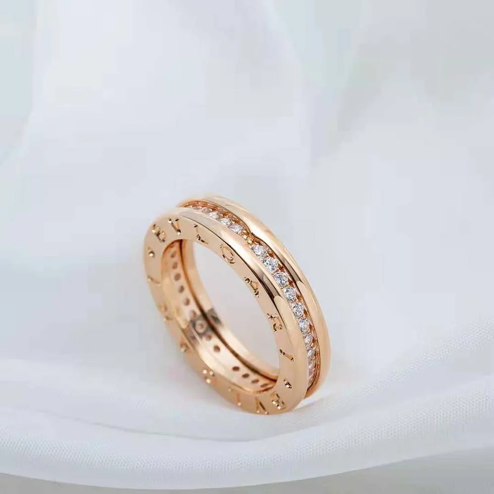 Bvlgari B.zero1 One-Band Ring in 18 KT Rose Gold Set with Pave Diamonds on the Spiral for Women