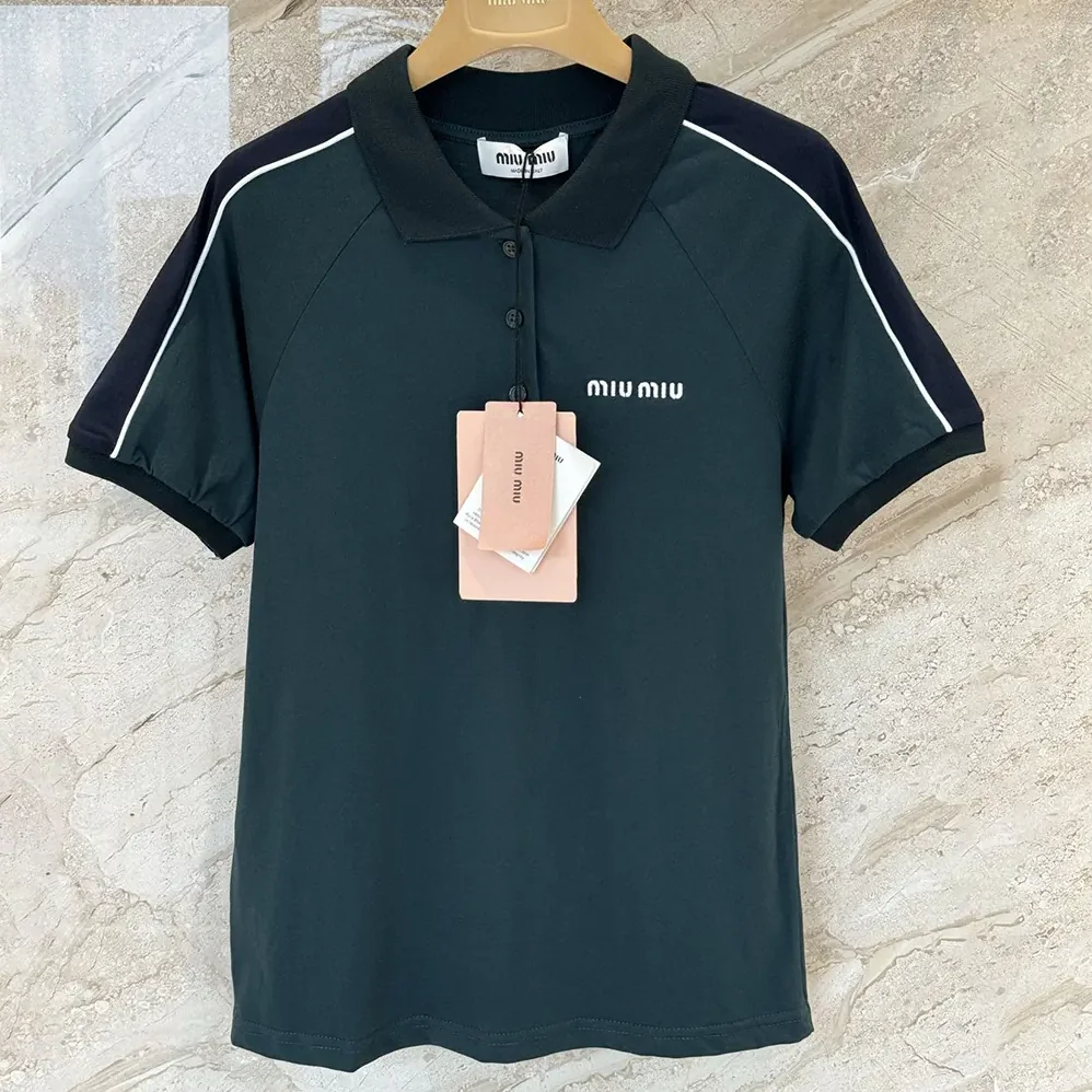 Miu Miu Cotton Jersey Polo Shirt-MJNA19182D for Women Miu Miu Cotton Jersey Polo Shirt-MJNA19182D for Women