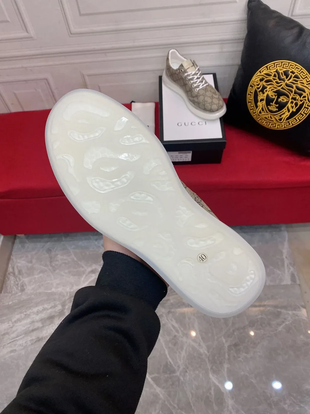 Gucci Sneaker With GG Gucci Print Brown And Gray for Men