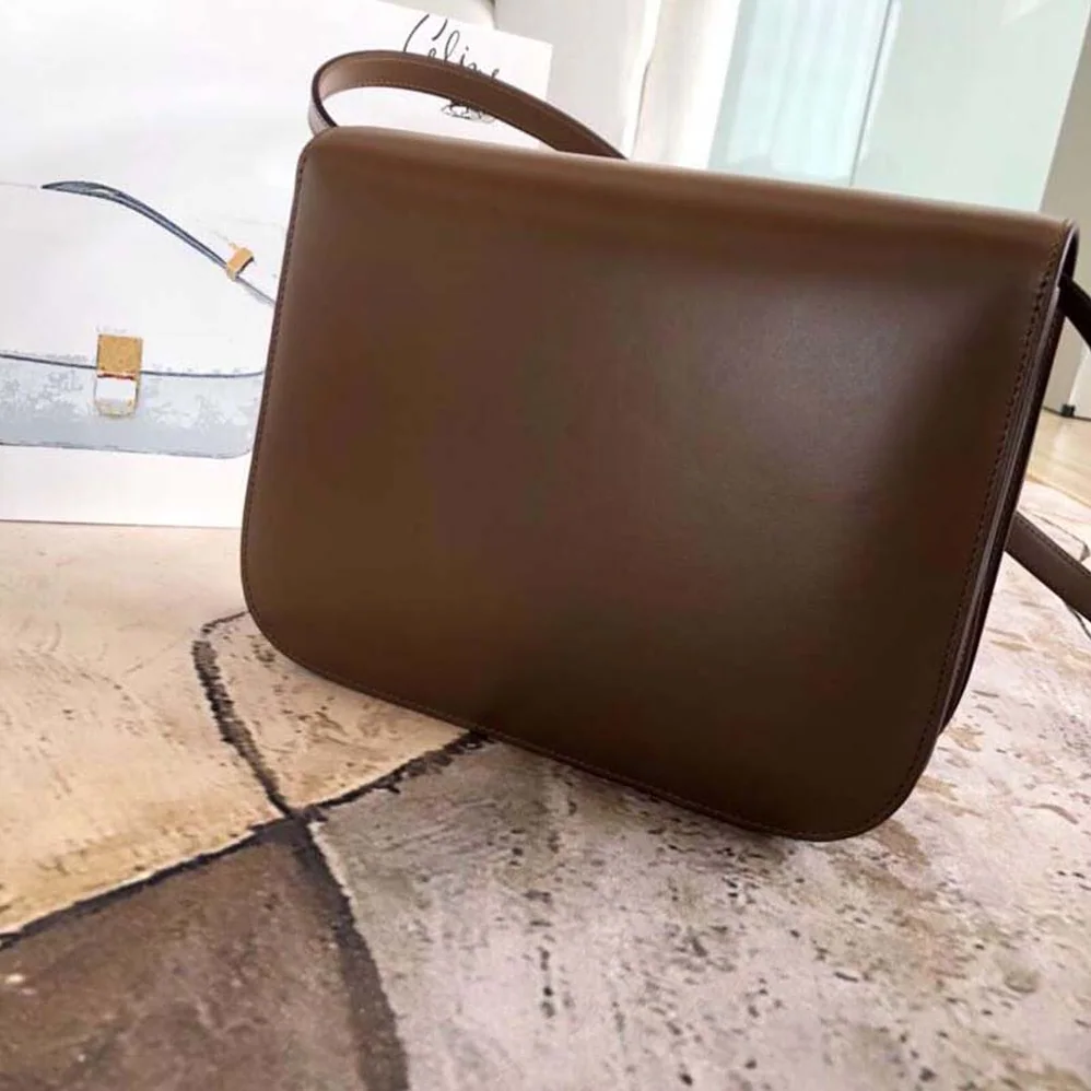 Celine Small Classic Bag in Box Calfskin Leather for Women in Brown