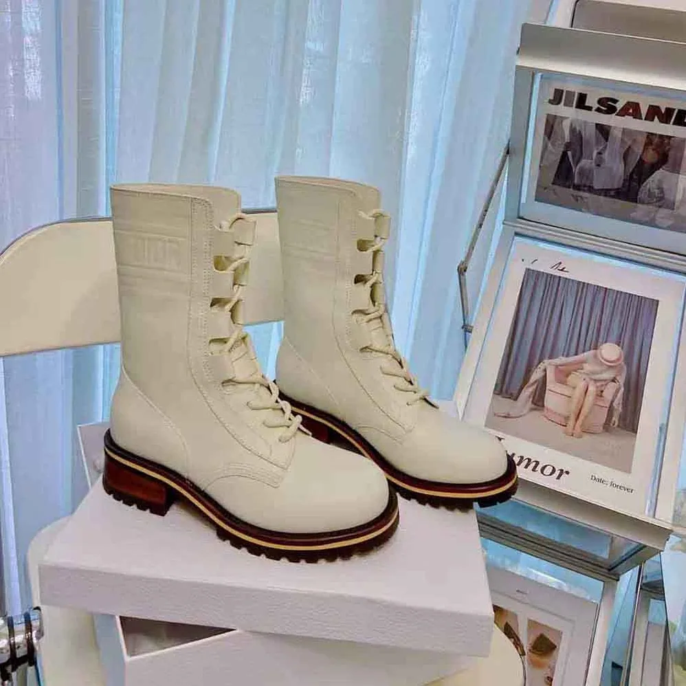 Dior Quest Boot White Embossed Calfskin for Women